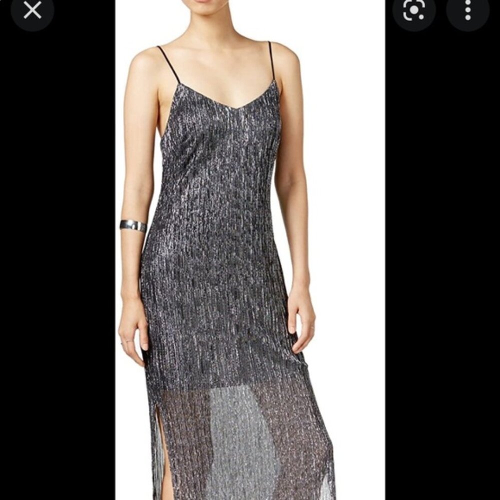 Bar III V Neck Slip Metalic Dress- Size Small